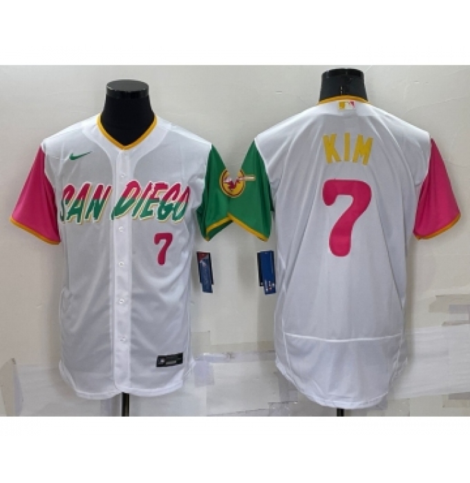 Men's San Diego Padres #7 Ha Seong Kim Number White 2022 City Connect Flex Base Stitched Jersey