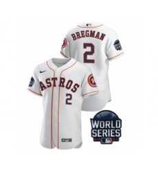 Men's Houston Astros #2 Alex Bregman 2021 White World Series Flex Base Stitched Baseball Jersey