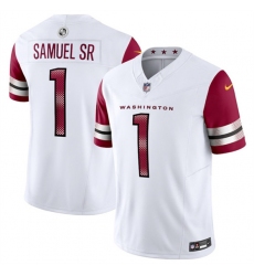 Men's Washington Commanders #1 Deebo Samuel Sr White 2025 F.U.S.E. Vapor Limited Football Stitched Jersey