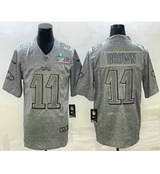 Men's Philadelphia Eagles #11 AJ Brown Grey Super Bowl LVII Patch Stitched Jersey