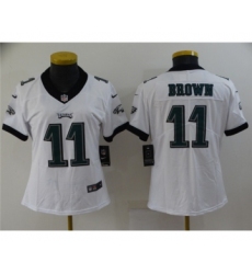 Women's Philadelphia Eagles #11 A. J. Brown White Vapor Stitched Football Jersey(Run Small)