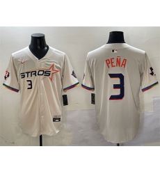 Men's Houston Astros #3 Jeremy Pena Cream 2025 City Connect With Texas Limited Stitched Baseball Jersey