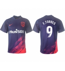 Men 2021-2022 Club Atletico Madrid away aaa version purple 9 Soccer Jersey