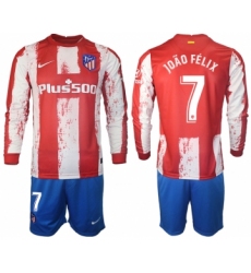 Men 2021-2022 Club Atletico Madrid home red Long Sleeve 7 Soccer Jersey