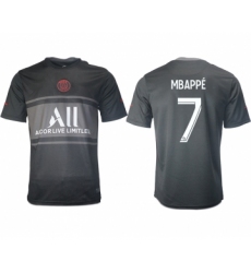 Men 2021-2022 Club Paris St German Second away aaa version black 7 Soccer Jersey