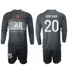 Men 2021-2022 Club Paris St German Second away black Long Sleeve 20 Soccer Jersey