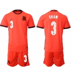 Men's England #3 Shaw Orange Away Soccer Jersey Suit