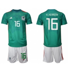 Men's Mexico #16 H.herrera Green Home Soccer Jersey Suit