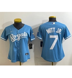 Women's Kansas City Royals #7 Bobby Witt Jr. Light Blue Cool Base Stitched Jersey(Run Small)
