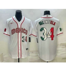 Mens Mexico Baseball #34 Fernando Valenzuela Number 2023 White World Classic Stitched Jersey