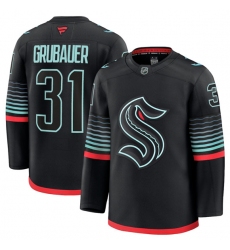 Men's Seattle Kraken #31 Philipp Grubauer Black Alternate Stitched Hockey Jersey