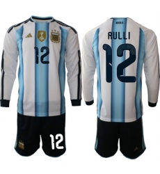 Men's Argentina #12 RULLI Long Sleeve National Team FIFA x World Cup 2026 Home White On Field Jersey