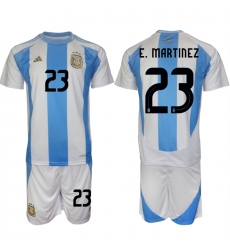 Men's Argentina #23 Emiliano Martínez White Blue 2024-25 Home Soccer Jersey Suit
