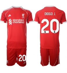 Men's Liverpool #20 Diogo 2025 Red Home Soccer Jersey Suit