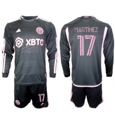Men's Inter Miami CF #17 Martínez 2023-24 Black Away Soccer Jersey Suit