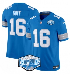 Men's Detroit Lions #16 Jared Goff Blue 2024 NFC North Champions F.U.S.E. Vapor Limited Stitched Jersey
