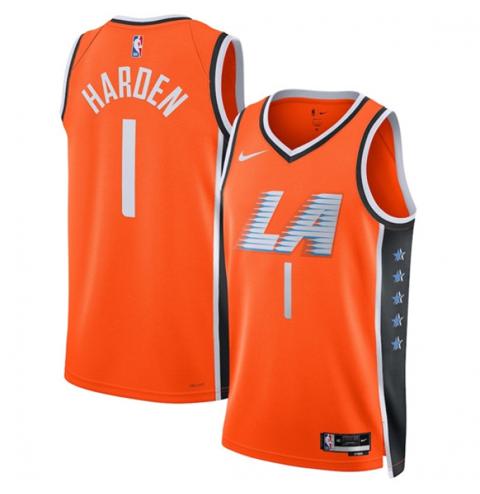 Men's Los Angeles Clippers #1 James Harden Orange 2025-26 City Edition Swingman Stitched Jersey