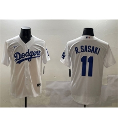 Men's Los Angeles Dodgers #11 Roki Sasaki White Cool Base Stitched Baseball Jersey