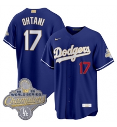 Men's Los Angeles Dodgers #17 Shohei Ohtani Royal 2026 Alternate Gold Collection Stadium Stitched Baseball Jersey