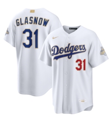 Men's Los Angeles Dodgers #31 Tyler Glasnow Nike White 2026 Gold Collection Stadium Jersey