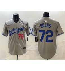 Men's Los Angeles Dodgers #72 Miguel Rojas Grey 2025 World Series Limited Stitched Baseball Jersey