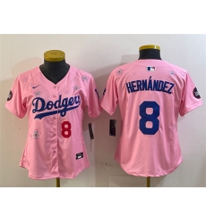 Youth Los Angeles Dodgers #8 Enrique Hernández Pink 2025 Tokyo Series Limited Stitched Baseball Jersey