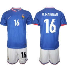 Men's France #16 Steve Mandanda Blue 2024-25 Home Soccer Jersey Suit