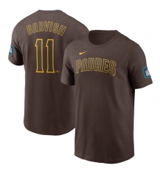 Men's San Diego Padres #11 Yu Darvish Brown 2024 World Tour Seoul Series Name & Number T-Shirt