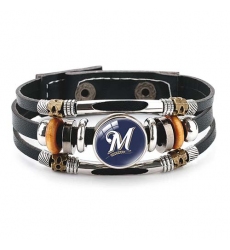 Milwaukee Brewers MLB Pro football team jewel cowhide bracelet leather hand jewelry