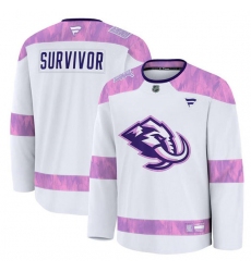 Men's Utah Mammoth White 2024 Fights Cancer Survivor Practice Stitched Jersey