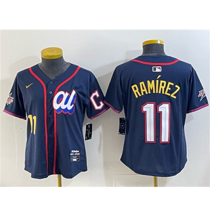 Women's American League #11 José Ramírez Navy 2025 All-Star Edition Limited Stitched Baseball Jersey(Run Small)