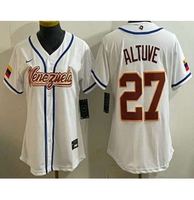 Women's Venezuela #27 Jose Altuve White 2026 World Baseball Classic Cool Base Jersey