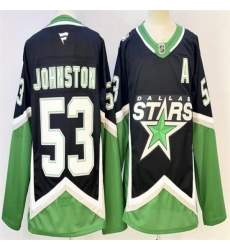 Men's Dallas Stars #53 Wyatt Johnston Black 2025-26 With A Alternate Stitched Hockey Jersey
