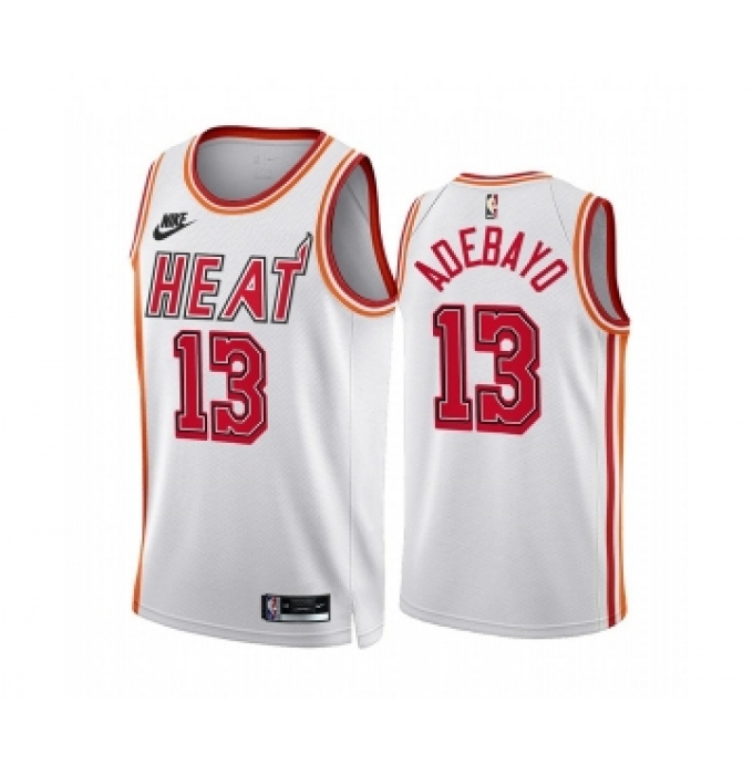 Men's Miami Heat #13 Bam Adebayo White Classic Edition Stitched Basketball Jersey