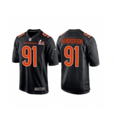 Men's Cincinnati Bengals #91 Trey Hendrickson 2022 Black Super Bowl LVI Game Stitched Jersey