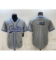 Men's Indianapolis Colts Grey Team Big Logo With Patch Cool Base Stitched Baseball Jersey