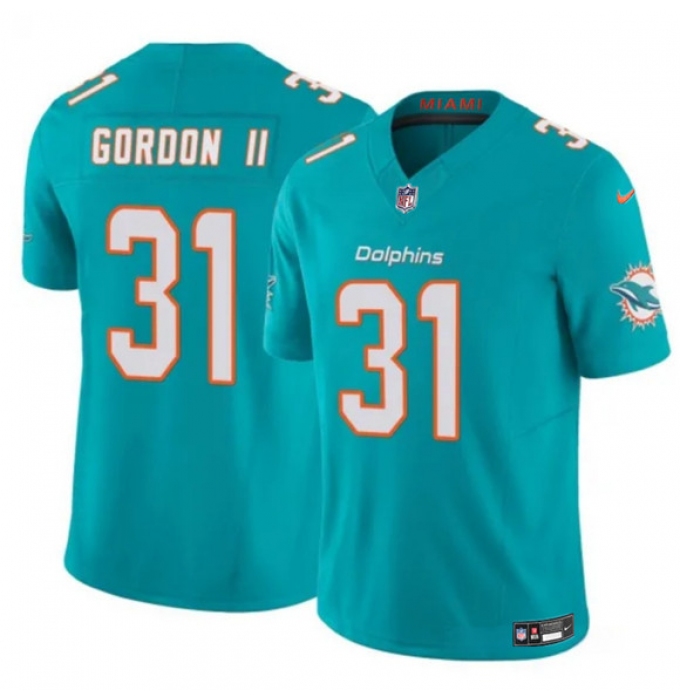Men's Miami Dolphins #31 Ollie Gordon II Aqua 2025 F.U.S.E. Vapor Limited Football Stitched Jersey