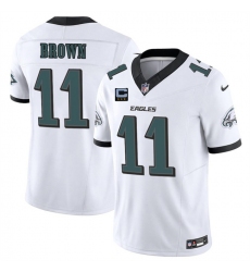 Men's Philadelphia Eagles #11 A.J. Brown White 2025 F.U.S.E. With 3-Star C Vapor Untouchable Limited Stitched Football Jersey