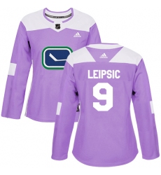 Women's Adidas Vancouver Canucks #9 Brendan Leipsic Authentic Purple Fights Cancer Practice NHL Jersey