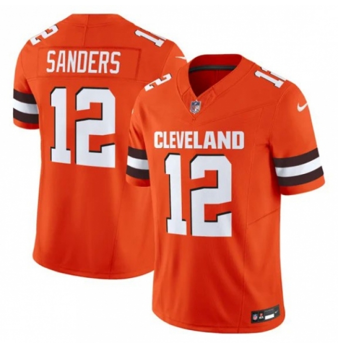 Youth Cleveland Browns #12 Shedeur Sanders Orange 2025 Draft F.U.S.E. Vapor Limited Stitched Football Jersey