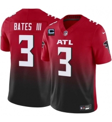 Men's Atlanta Falcons #3 Jesse Bates III Red Black 2025 F.U.S.E With 4-Star C Vapor Untouchable Limited Football Stitched Jersey