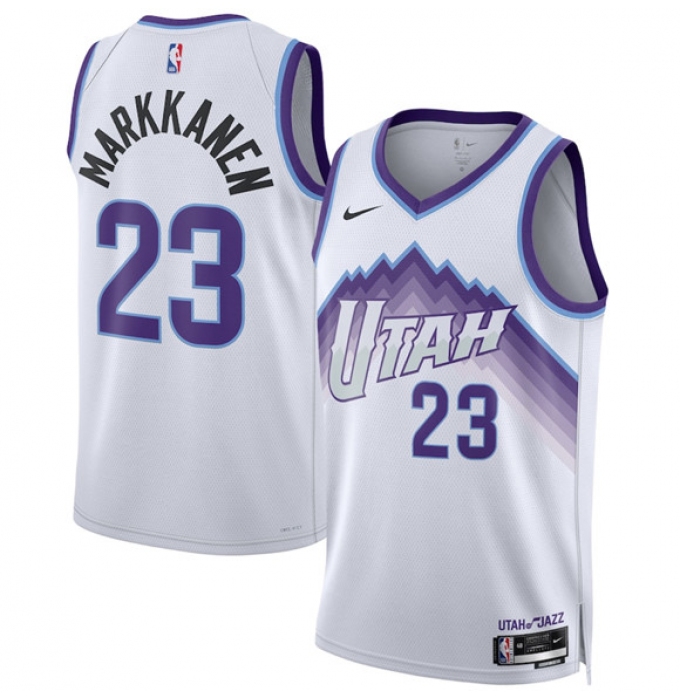Men's Utah Jazz #23 Lauri Markkanen White 2025 Association Edition Stitched Basketball Jersey