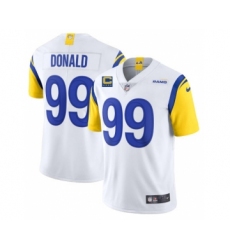 Men's Los Angeles Rams 2022 #99 Aaron Donald White With 4-star C Patch Stitched NFL Jersey