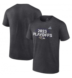 Men's Baltimore Ravens Heather Charcoal 2023 Playoffs T-Shirt