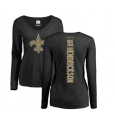 Football Women's New Orleans Saints #91 Trey Hendrickson Black Backer Slim Fit Long Sleeve T-Shirt