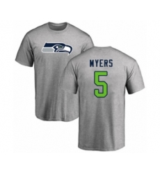 Football Seattle Seahawks #5 Jason Myers Ash Name & Number Logo T-Shirt