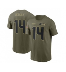 Men's Seattle Seahawks DK Metcalf Football Camo 2021 Salute To Service Name & Number T-Shirt