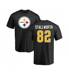 Football Pittsburgh Steelers #82 John Stallworth Black Name & Number Logo T-Shirt
