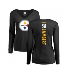 Football Women's Pittsburgh Steelers #58 Jack Lambert Black Backer Slim Fit Long Sleeve T-Shirt