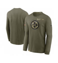 Men's Pittsburgh Steelers Football Olive 2021 Salute To Service Performance Long Sleeve T-Shirt